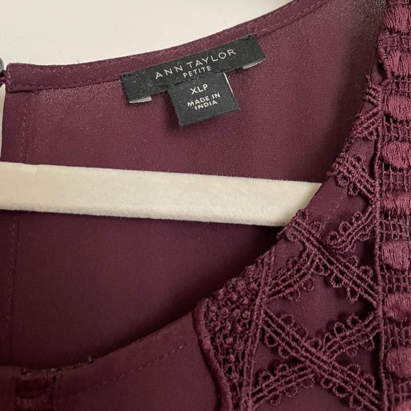 Ann Taylor Burgundy sleeveless blouse Petite XL - Picture 2 of 4